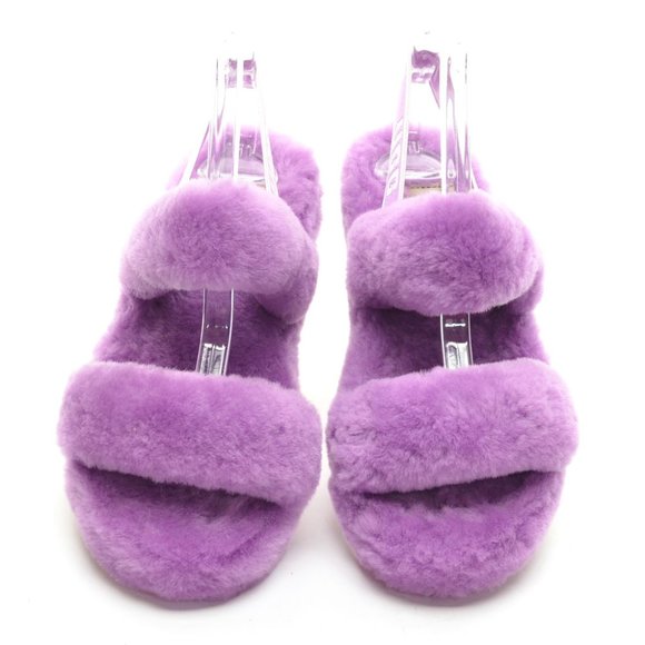 New UGG Oh Yeah Lilac Fluffy Sheepskin Slingback Sandals size 8 - Picture 3 of 8